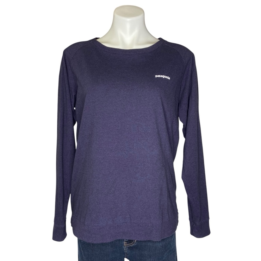 PATAGONIA Long Sleeve Graphic Tee Two Sided Heather Blue Large Regular Fit